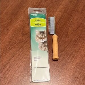 Cat Comb with Wooden Handle